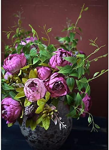 FiveSeasonStuff Thistle Purple Artificial Peony Bouquet Set of 2 - Image 5