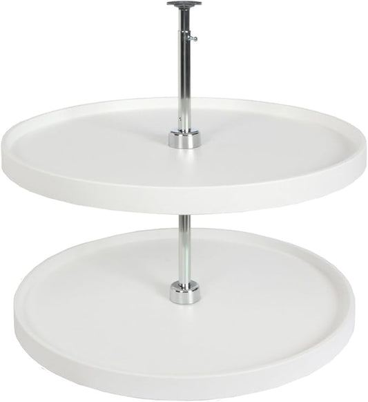 Knape & Vogt PFN24ST-W 31.5" by 24" by 24" Full-Round Polymer Lazy Susan Cabinet Organizer,White/Chrome
