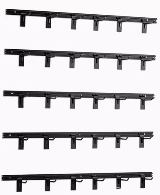 Helmet Holder Wall Mount, Wall Mounted Hard Hat Rack, Constructed Strong Steel, Workshop Construction site Wall Hanging Safety Helmet Storage Hanger Combination Shelf(Black,110cm/43.3in)