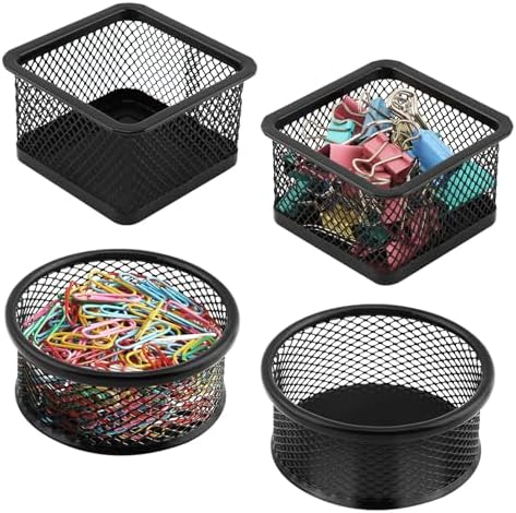 4pcs Mesh Paper Clip Holder Stackable PaperClip Organizer for Desk Mesh Paperclip Dispenser Organizer Paperclips Holder for Office Binder Box(COLOR:black) by Unknown