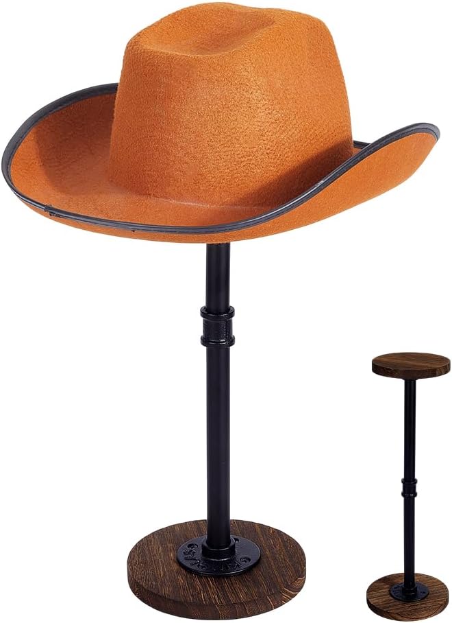 PH PandaHall Hat Display Stand Wooden Hat Holder Rack Adjustable Hats Organizer Rustic Hats Storage Stand Tabletop Wig Displays Risers for Home Closet Store Baseball Cowboy Caps Helmet
