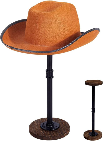 PH PandaHall Hat Display Stand Wooden Hat Holder Rack Adjustable Hats Organizer Rustic Hats Storage Stand Tabletop Wig Displays Risers for Home Closet Store Baseball Cowboy Caps Helmet