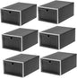 6pcs Sneaker Boxes over The Door Organizer Stackable Shoe Rack Pp Material Black