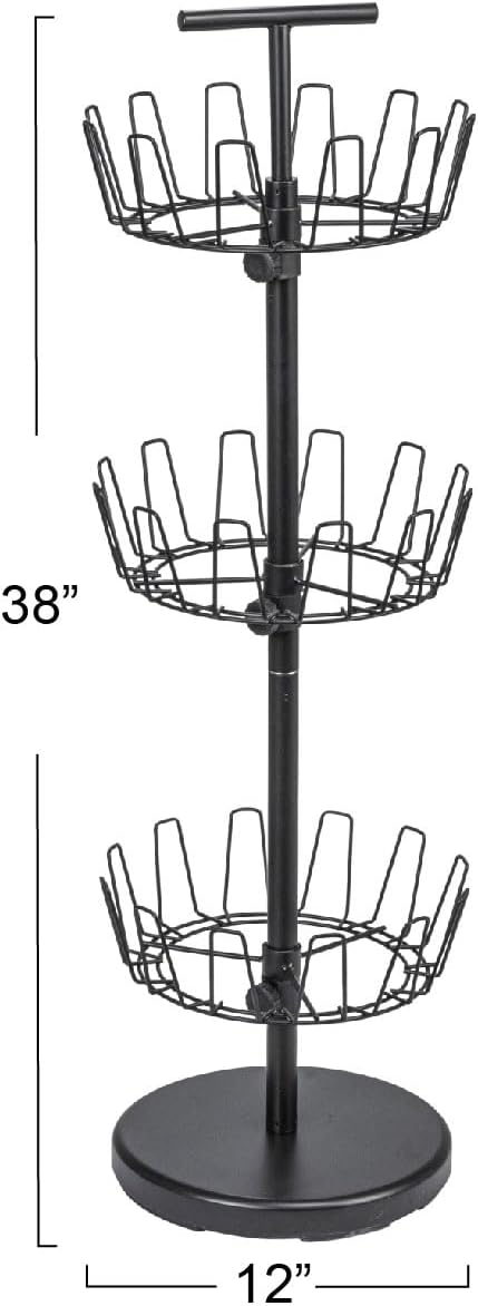 Household Essentials 3-Tier Shoe Storage Tree, Matte Black