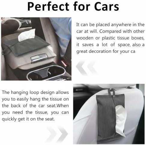 kakaforsa Cloth Tissue Cover, Toilet Paper Holder, Hang Paper Towel Holder for Car Home Office Desk Travel, Cotton Face Tissues Holder, Brushed Gray - Image 5