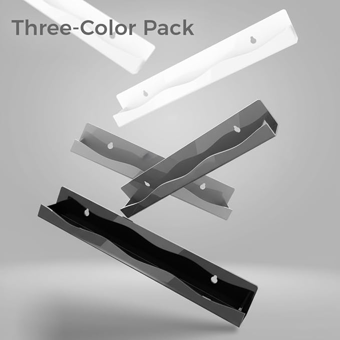 YMVV 3 Colors Nail Polish Wall Mounted Shelf,15 Inch White Gray Black Nail Polish Floating Shelves for 66-90 Bottles Multi-Purpose,Ideal Gift, Great Display for Salons Retailers,6 Pack