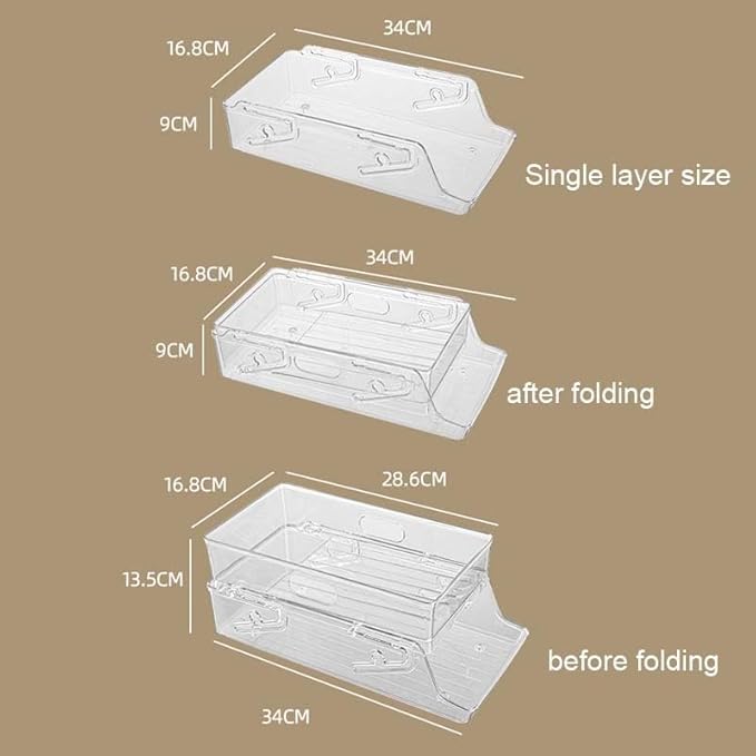 Stretchable Double Layer Rolling Refrigerator Drink Holder Storage Box Can Storage for Refrigerator Self Pushing 11 Cans