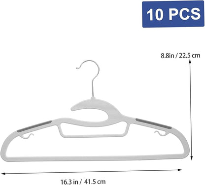 Unomor 10pcs Extra Wide Plastic Clothes Hangers Non-Slip Heavy Duty Hangers for Adults Space-Saving Wardrobe Organizer for Sweaters Suits and Dresses
