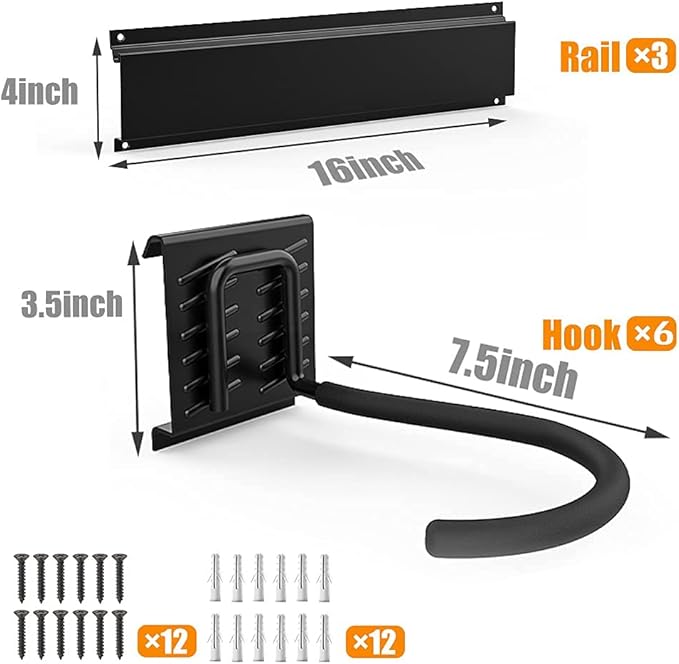 TORACK Bike Storage Rack, 6 Bike Rack Wall Mount Home and Garage Organizer, Vertical Bicycles Hanger Hooks for Indoor Space Saving