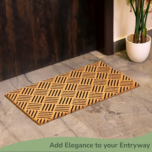 Coco Coir Doormat, Floor Mats with Diamond Pattern, Beige 30x17 - Image 7