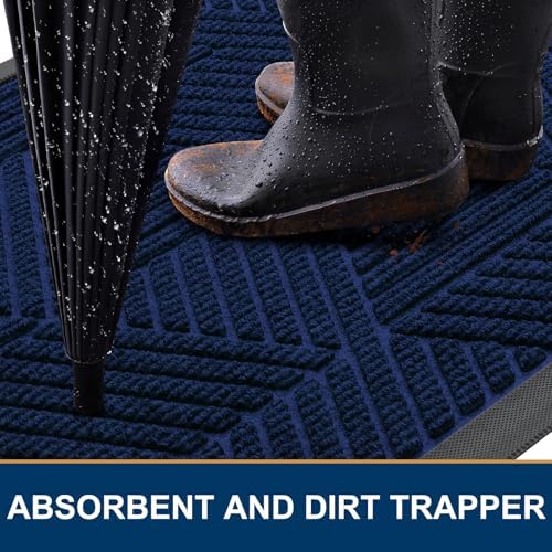 Smiry Front Door Mat Outside Entrance, Low Profile Rubber Doormat, 29.5x17 - Image 3