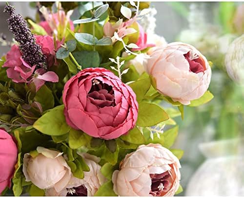 FiveSeasonStuff Mixed Pink Artificial Peony Bouquet Set of 2 - Image 4