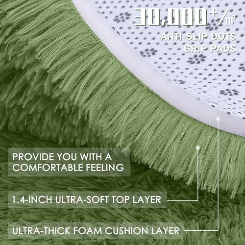 OLANLY Area Rugs for Living Room Bedroom, Machine Washable 4x5.9 ft Soft Fluffy Shaggy Bedside Rug, Indoor Floor Carpet for Kids Girls and Boys, Dorms, Nursery Rooms, Home Decor Aesthetic, Green - Image 7
