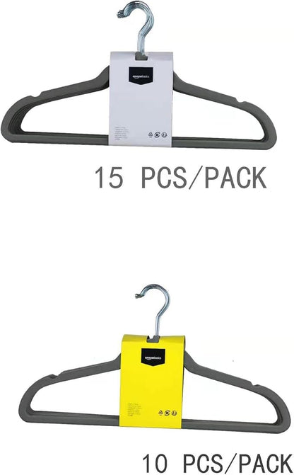 Amazon Basics Slim Velvet Non-Slip Space Saving Suit Clothes Hangers, Closet Organizer, Gray/Silver, 50-Pack