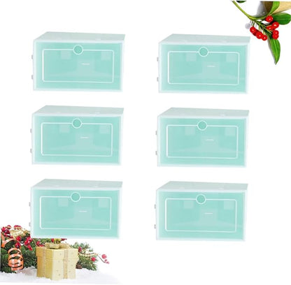 6pcs Sturdy Stackable Shoe Box Storage Containers Lids for Closet Entryway under Clothing Rack Home and Office
