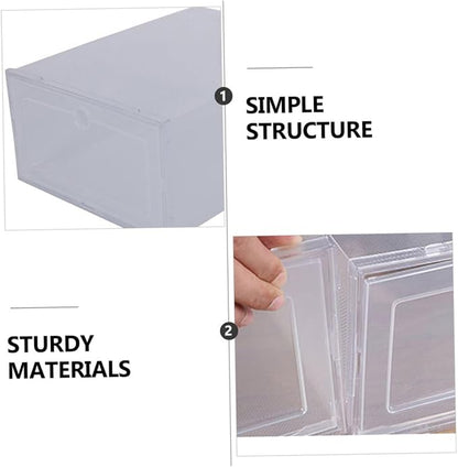 Hemobllo 6Pcs Plastic Shoe Storage Box Clamshell Design Lid Sturdy PP Material Stackable Organizer for Sneakers for Closet and Home Use