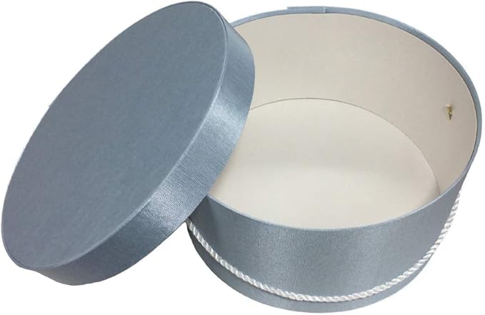Sarah's Hat Boxes Classic Light Blue Hat Box – 21.5" x 11.5" (Dia. x Ht.) Handmade in USA – Odorless Non-Toxic Adhesive, Cording Handle – Premium Storage for Hats & Accessories