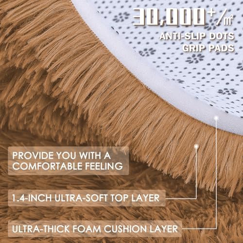 OLANLY 2x6 Machine Washable Runner Rugs for Hallway, Soft Fluffy Shaggy Bedside Rugs for Bedroom, Living Room, Indoor Floor Carpet for Kids Girls and Boys, Nursery Rooms, Home Decor Aesthetic, Khaki - Image 7