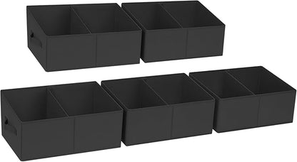 DIMJ Trapezoid Storage Bins for clothes - 5 Packs Closet Organizers and Storage Baskets, Foldable Closet Baskets with Handles and Divider, Closet Storage Bin Toybox for Shelves Living Room Bedroom