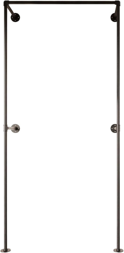 Black Industrial Pipe Clothing Rack 37.4" W Wall Mounted, Heavy Duty Iron Garment Rack 150 lbs per Rod, Open Closet Organizer for Bedroom Laundry Room Retail Display
