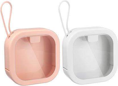 PRETYZOOM Small Desktop Organizer Box with Lid 3.74X3.74X1.18In Multifunctional Storage for Hair Ties False Teeth Jewelry Accessories