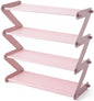 4 Tier Foldable Shoe Rack Organizer Free Standing Shoe Rack for Closet Front Door Living Room Entryway, Simple Installation (Pink)