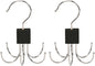 2Pcs Multifunction Belt Hanger, 360° Rotatable Belt Organizer | Hold Up to 24 Belts – Hanging Holder Storage Hook for Belt, Bra, Tie, Scarf, Purse & Tank Tops, Silver