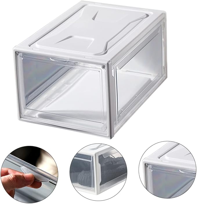1pc Shoe Storage Box Clamshell Design for Easy Access Stackable Sneaker Organizer Small for Closet Display Environmental Protection Material