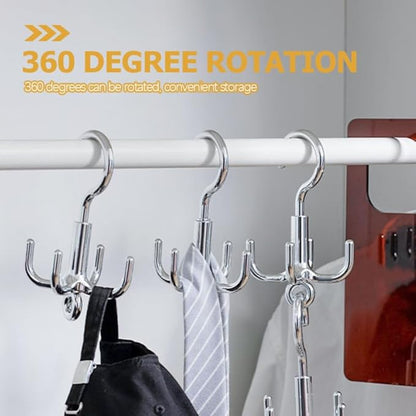Unomor 4-Claw Rotating Hook Swivel Coat Hat Hook 360 Degree Multi-Purpose Belt Hanger for Clothes Bags Scarves Home Storage Organization