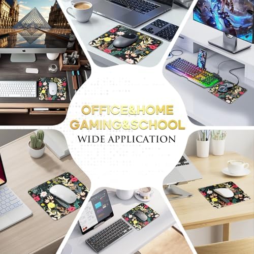 JIKIOU 3 Pack Mouse Pad with Stitched Edge,Portable Size-10.2x8.3in Flowers - Image 5
