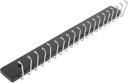 Amosfun Wall Mounted Belt and Tie Rack 14.37 Inch Organizer with Hooks for Scarves Accessories Space-Saving Multifunctional Belt and Tie Hanger for Closet Storage