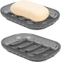 2 Pack Soap Dish Holder for Bar Soap, Bathroom Soap Dishes Bar Soap Holder Tray, Soap Dishes for Shower Bathroom, Kitchen Sink Soap Dish, Black