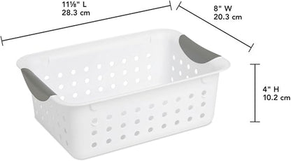 Sterilite Small Ultra Basket, Storage Bin to Organize Closets, Cabinets, Pantry, Shelving and Countertop Space, White, 36-Pack