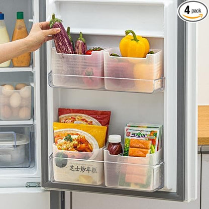 Fridge Storage Boxes (Pack of 4) Freezer & Refrigerator Organizer Containers Kitchen Storage Container Set Kitchen Accessories Items for Home 1200 ml Food Storage Box