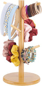 PH PandaHall Wooden Scrunchie Holder Hair Tie Headband Storage Organizer Portable Watch Holder 6 Branches Bracelet Jewellery Dresser Display Stand for Home Bedroom Housewarming Gift 14x6.3
