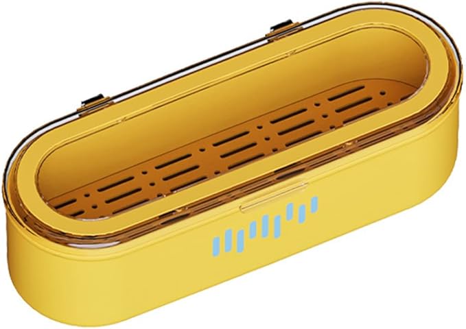 Silverware Organizer with Lid and Drainer, Covered Utensil Tray for Kitchen Drawer and Countertop, Yellow Plastic Cutlery and Flatware Storage Box for Spoons Forks Knives Holder Case