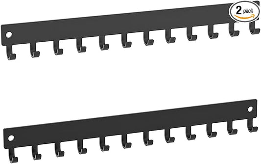 Necklace Holder Organizer Wall Mount,12 Hooks Metal Jewelry Hanger Organizer for Necklace Bracelet Chains, Black (2)