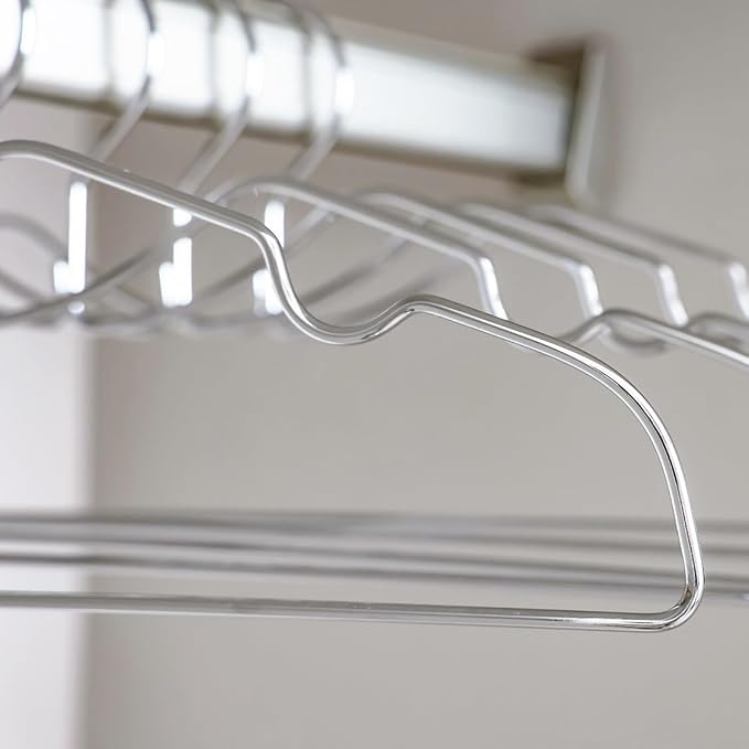 20 Pack Heavy Duty Metal Steel Wire Clothes Hanger, Ultra Slim & Short Neck Hanger,Space Saving Durable Non-Slip Felt Hangers, Closet Organizer for Home Dorm Laundry (Silver)