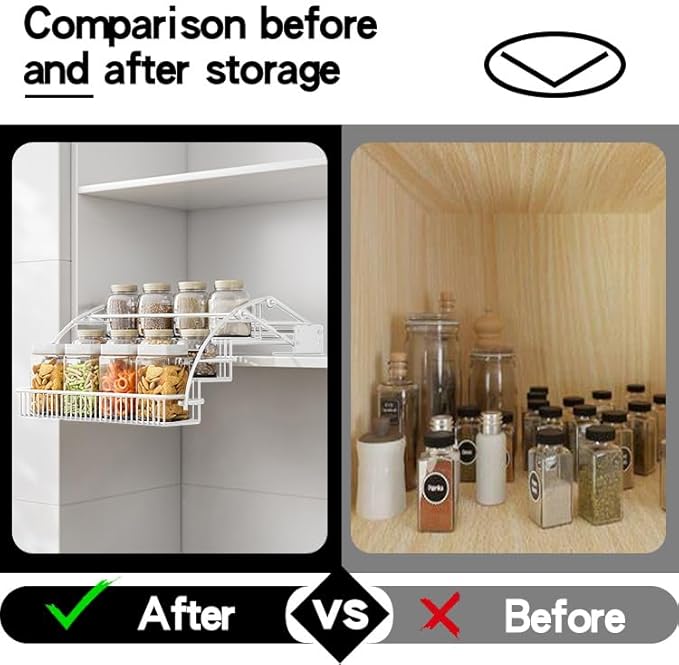 3-Tier Pull Down Spice Rack Organizer for Inside Cabinet Expandable Display Riser Shelf Seasoning Shelf (12.4IN/White)