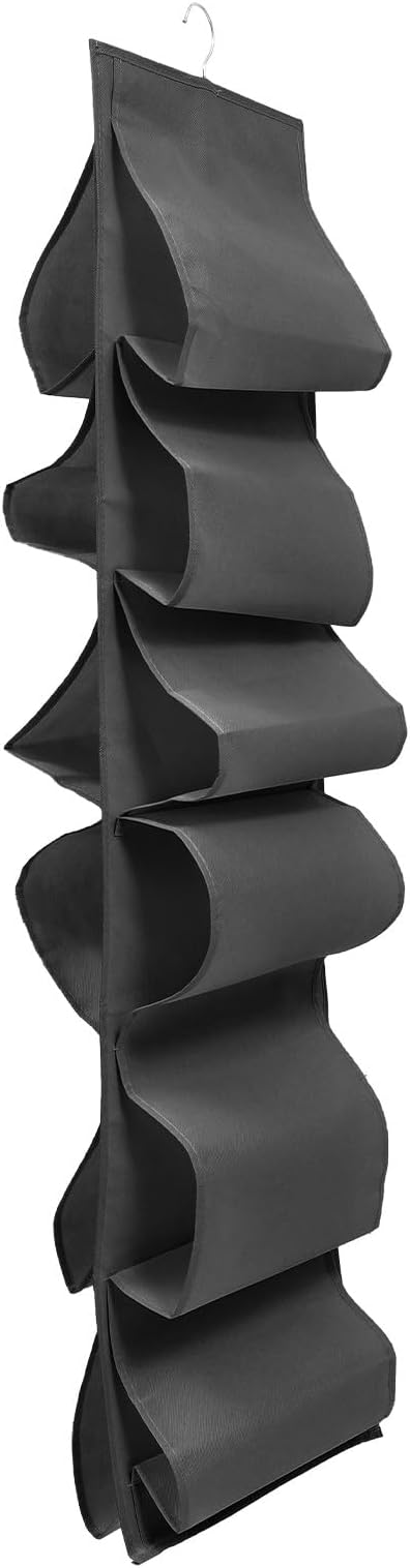 OUNONA Multi-grid Hanging Shoe Storage Bag, Foldable Large Capacity Shoe Organizer, Black Hanging Closet Organizer for Home and Dormitory Door Use