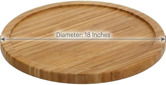 YBM Home Bamboo Wooden Non-Skid Lazy Susan Turntable Fully Rotating Pantry Cabinet