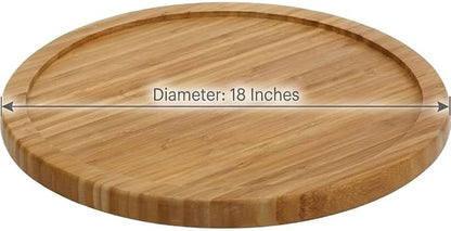 YBM Home Bamboo Wooden Non-Skid Lazy Susan Turntable Fully Rotating Pantry Cabinet