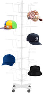 Floor Stand 7 Tier 35 Hats Rotating Hat Display Rack Cowboy Baseball Hat Stand Hang Organizer Retail Hat Rack Rotating Spinner Stand Fit Shop Standing Hat Rack Baseball Cap Display (White)