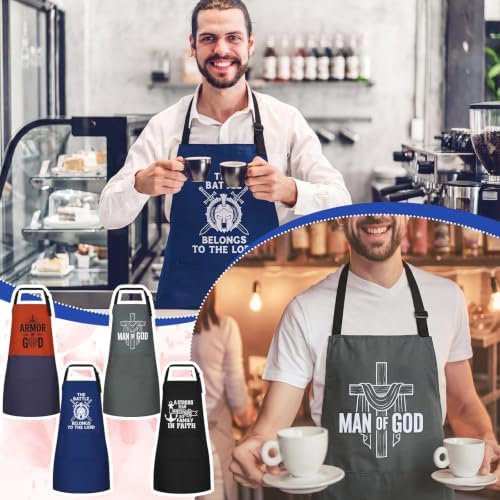 Colarr 4 Pcs Christian Aprons for Men Bulk Man of God with Pockets - Image 4
