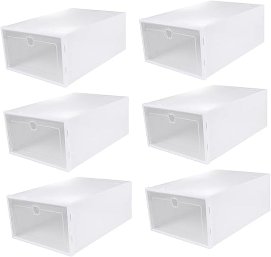 Hemobllo 6pcs Stackable Transparent Shoe Storage Boxes Organizer for Closet Drawer Type Protective Shoe Organizer for Heels Sneakers Slippers Boots PP Material Multi Functional Space Saving