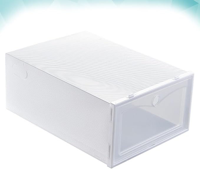 Homoyoyo Thicken Shoe Storage Box with Flip Cover 33x23x13cm White Shoe Organizer Container 6pcs for Closet and Home Organization