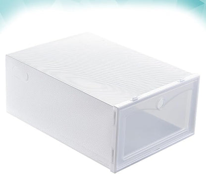 Homoyoyo Thicken Shoe Storage Box with Flip Cover 33x23x13cm White Shoe Organizer Container 6pcs for Closet and Home Organization