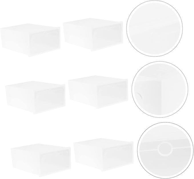 6pcs Plastic Shoe Box Thicken Stackable Storage Containers for Shoes Sneakers Boots Organize Your for Home Office Entryway