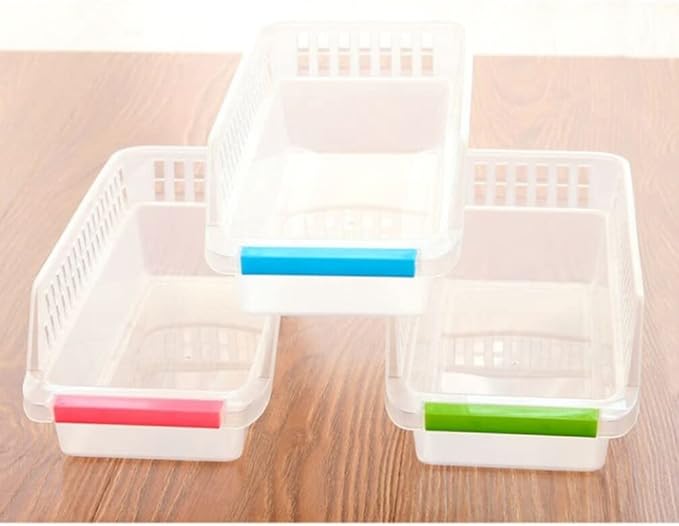Cabilock Refrigerator Storage Drawers 2 Pack Compact Fridge Bins Freezer Organizer Bins Can Organizer for Refrigerator Kitchen Storage Random Color