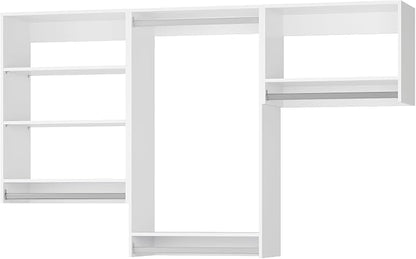 Modular Closet, 96" Wide Organizer With Hanging Shelves, Wood Tower Storage for Walk In Closets, Wall Mounted White Wardrobe Organizer